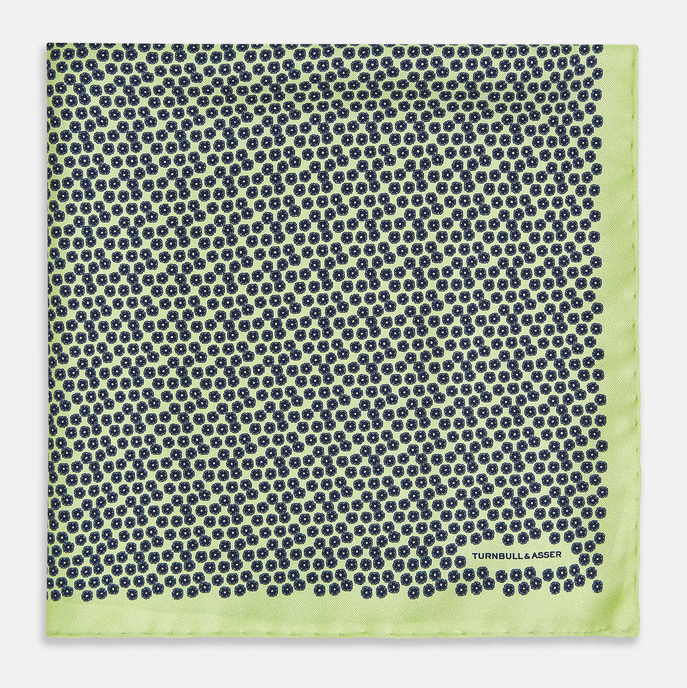 Floral Green Pocket Square in Silk