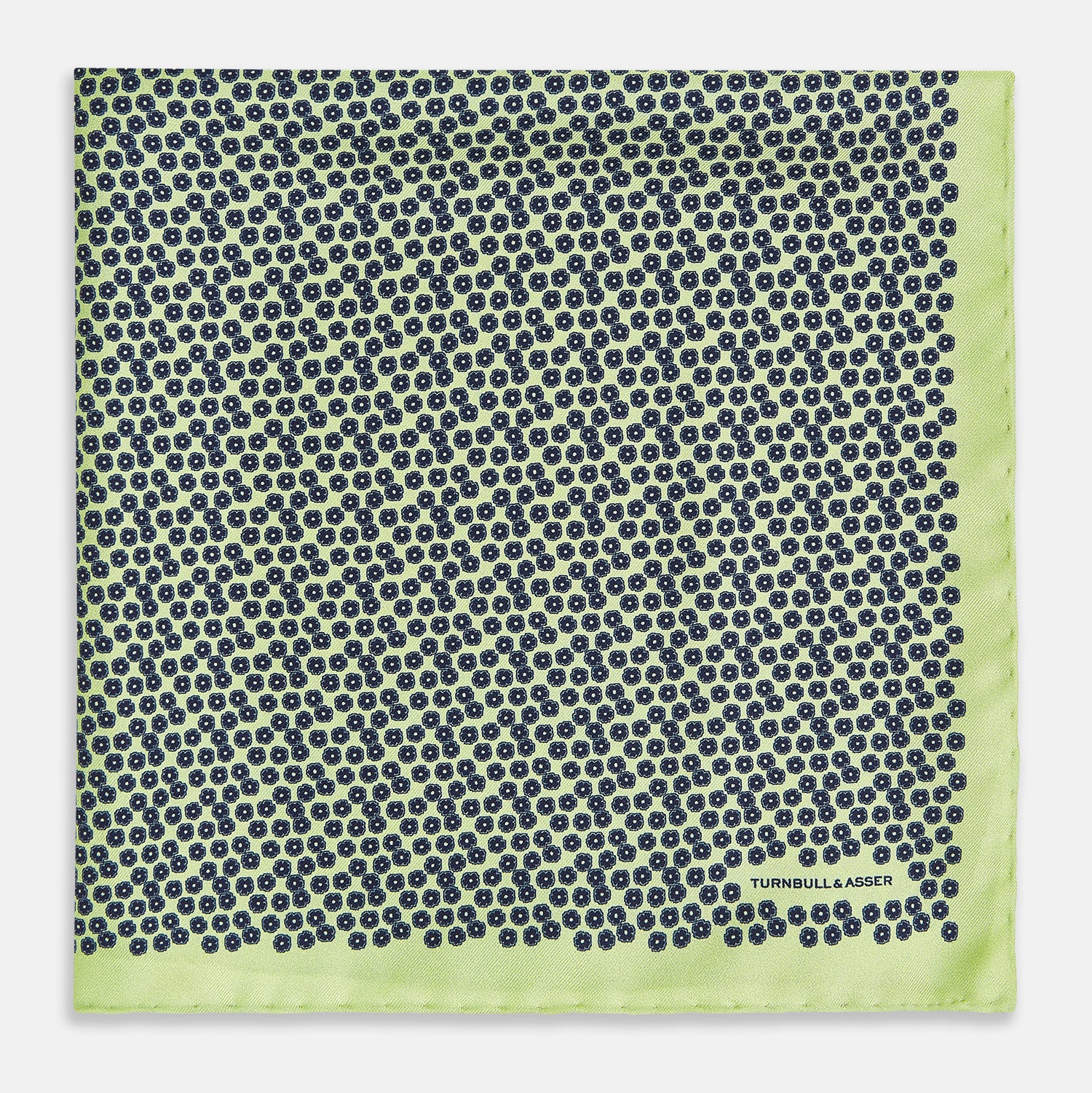 View 3 of product Floral Green Pocket Square in Silk