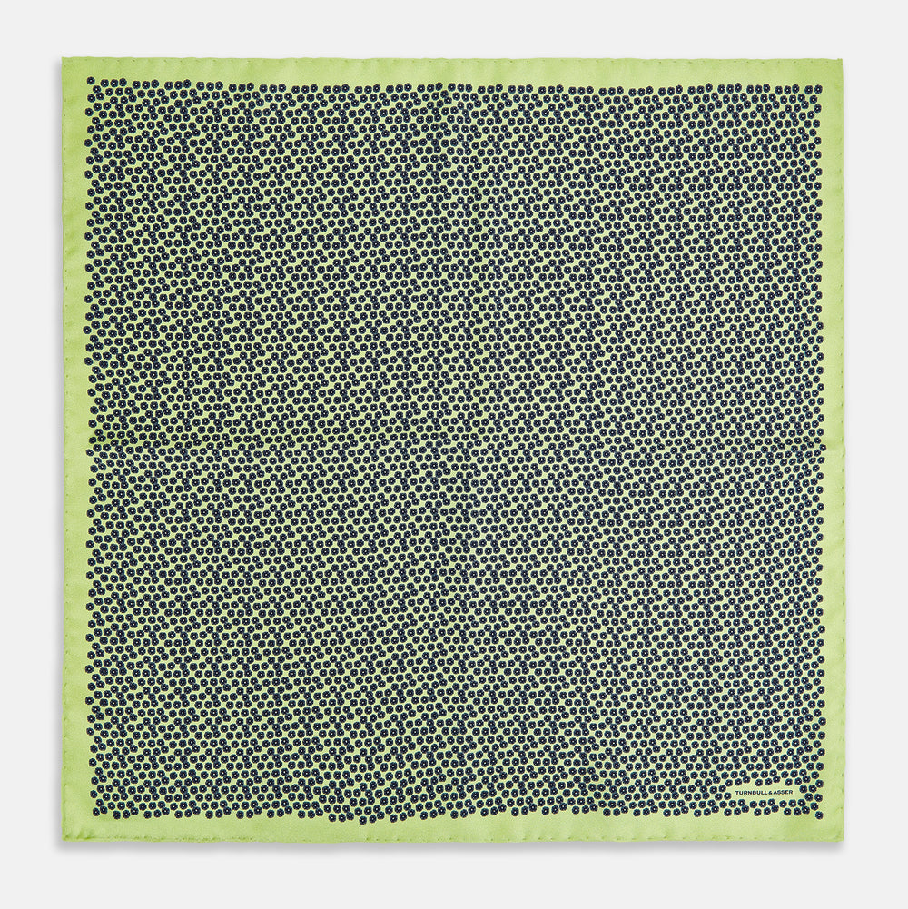 Floral Green Pocket Square in Silk