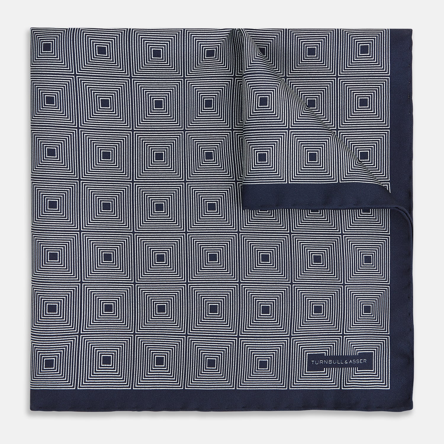 View 1 of product Geometric Blue Pocket Square in Silk