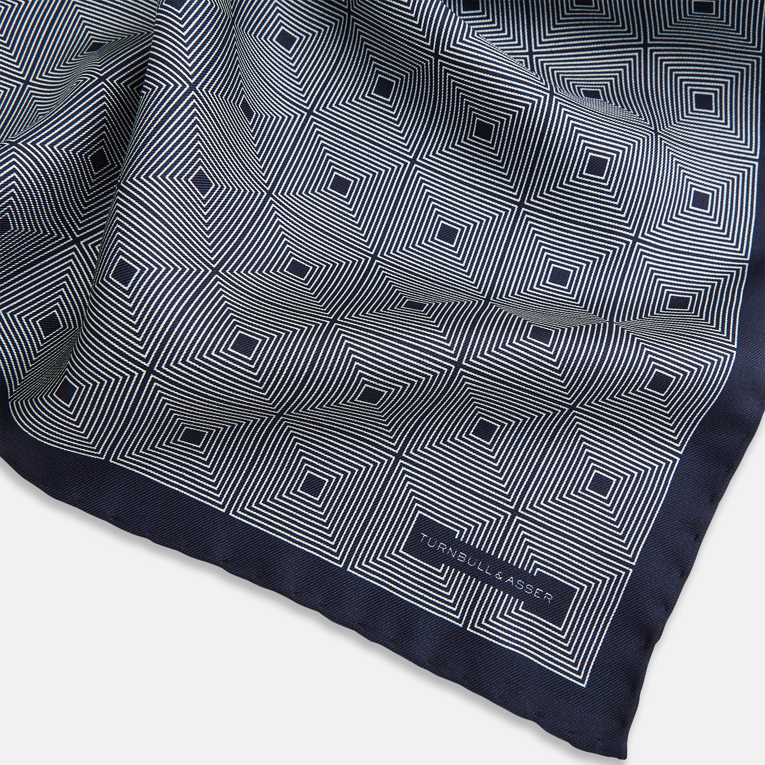 View 2 of product Geometric Blue Pocket Square in Silk
