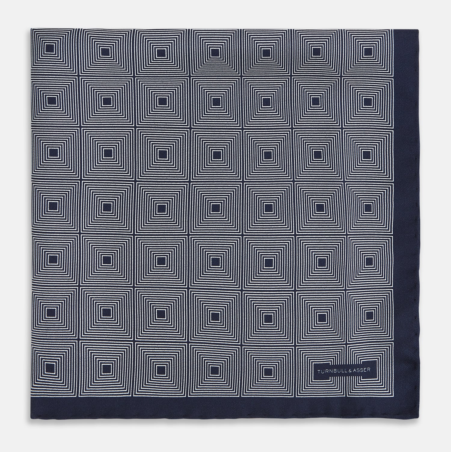 View 3 of product Geometric Blue Pocket Square in Silk