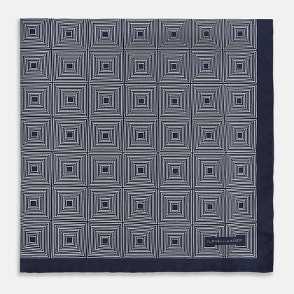 Geometric Blue Pocket Square in Silk Image 2