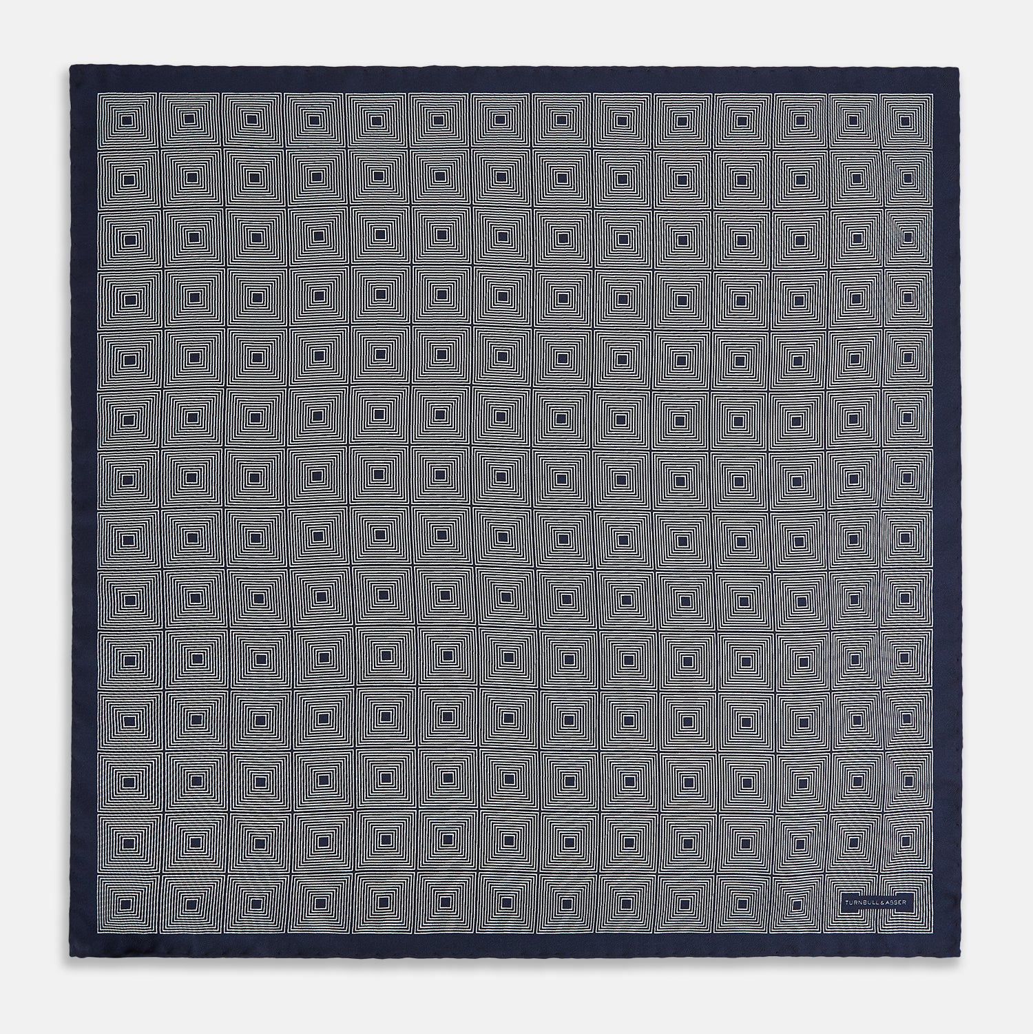 View 4 of product Geometric Blue Pocket Square in Silk