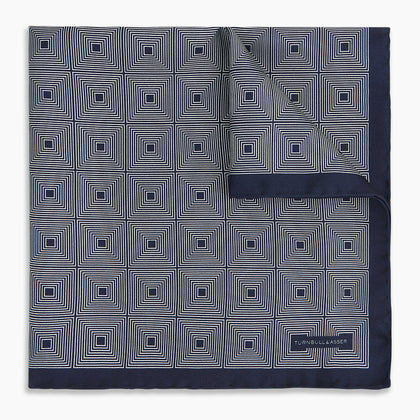 Geometric Blue Pocket Square in Silk Image 4