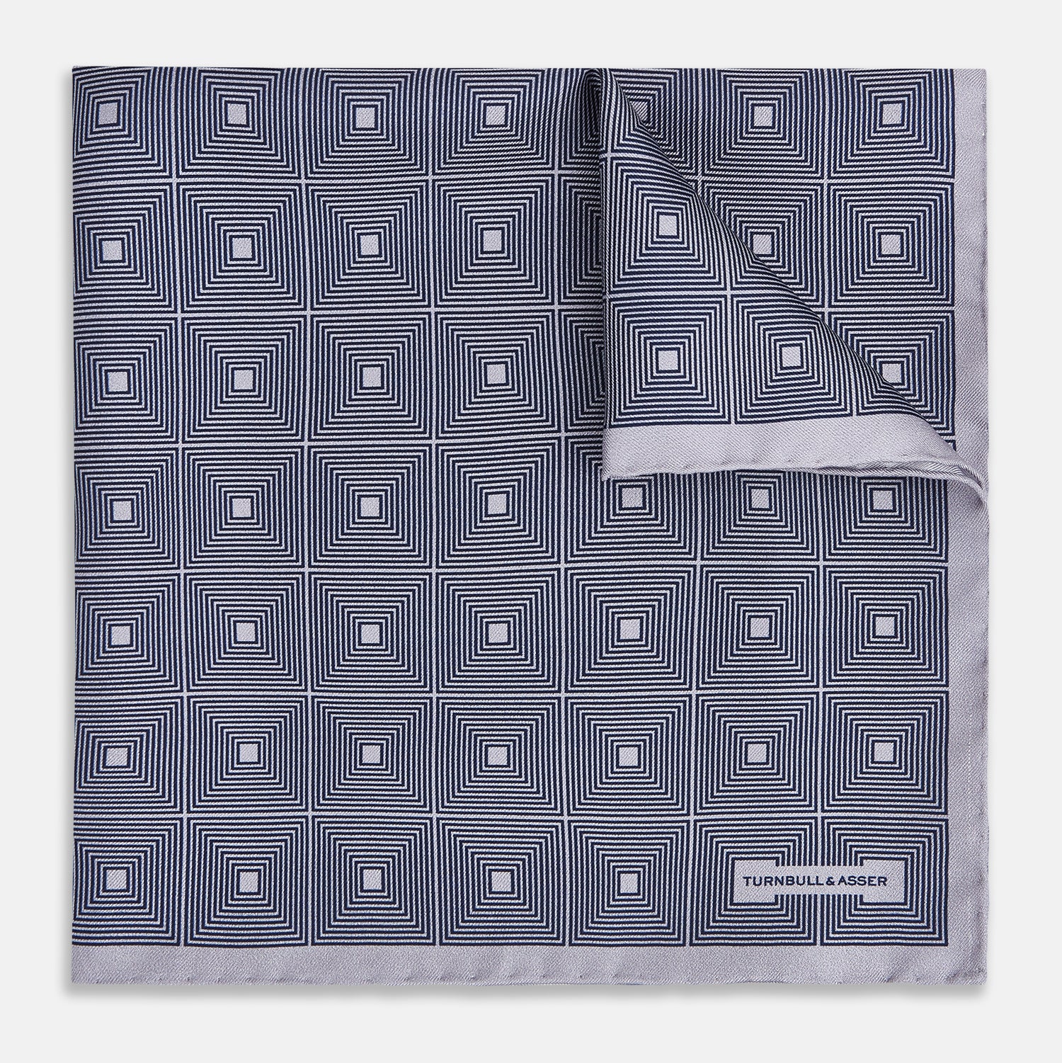 View 1 of product Geometric Grey Pocket Square in Silk