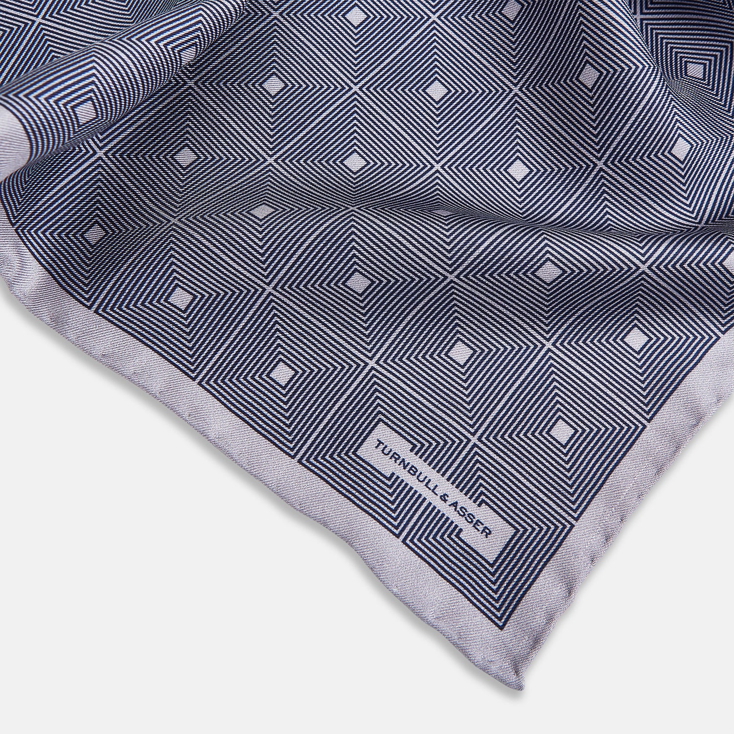 View 2 of product Geometric Grey Pocket Square in Silk