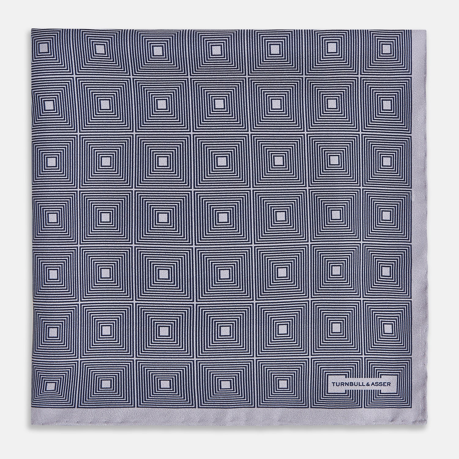 View 3 of product Geometric Grey Pocket Square in Silk
