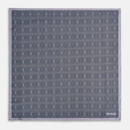 Geometric Grey Pocket Square in Silk Image 3