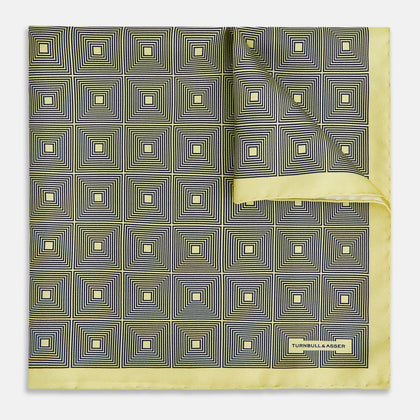 Geometric Yellow Pocket Square in Silk
