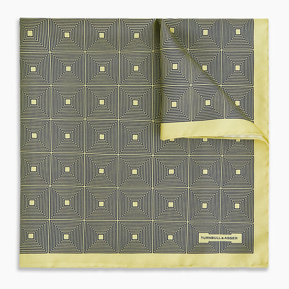Geometric Yellow Pocket Square in Silk Image 4