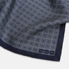 View 2 of product Geometric Navy Pocket Square in Silk