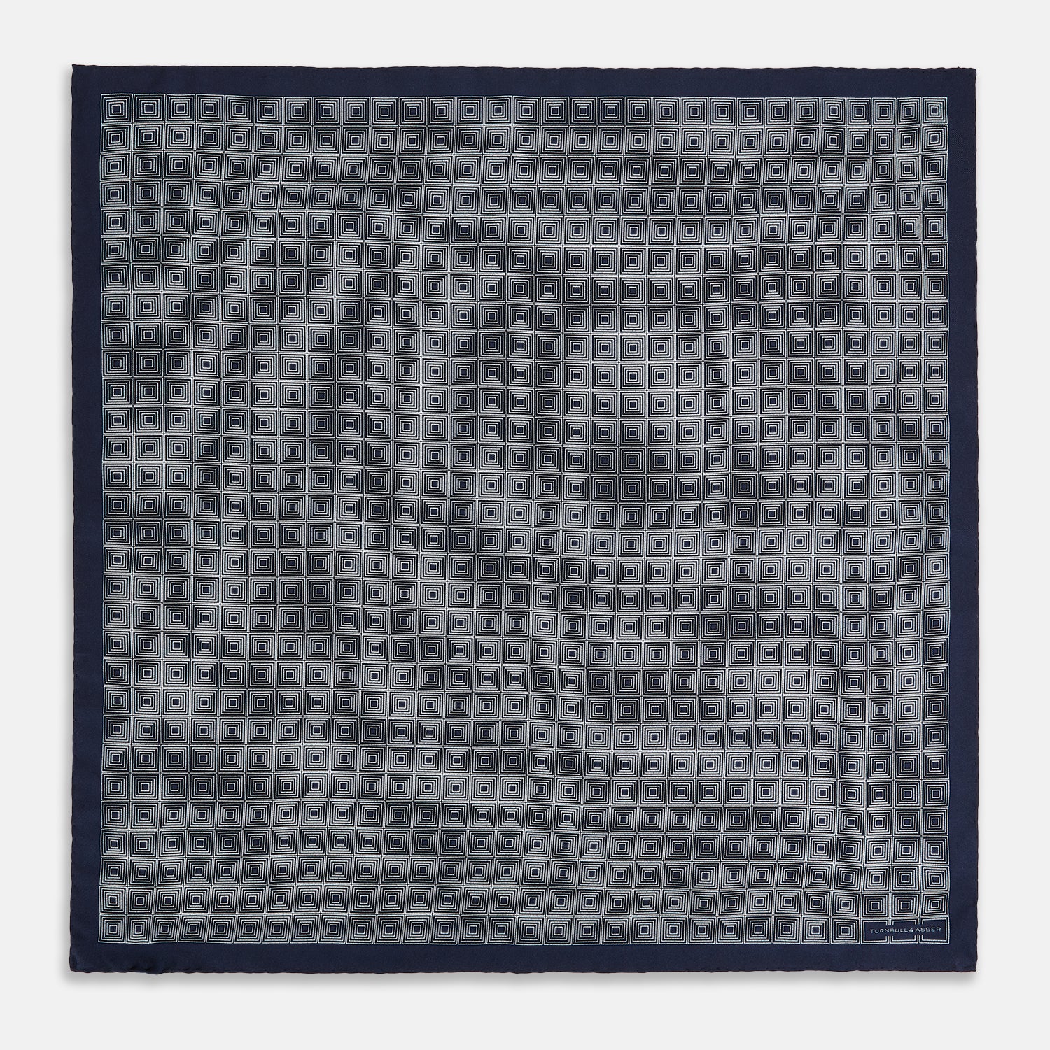 View 4 of product Geometric Navy Pocket Square in Silk