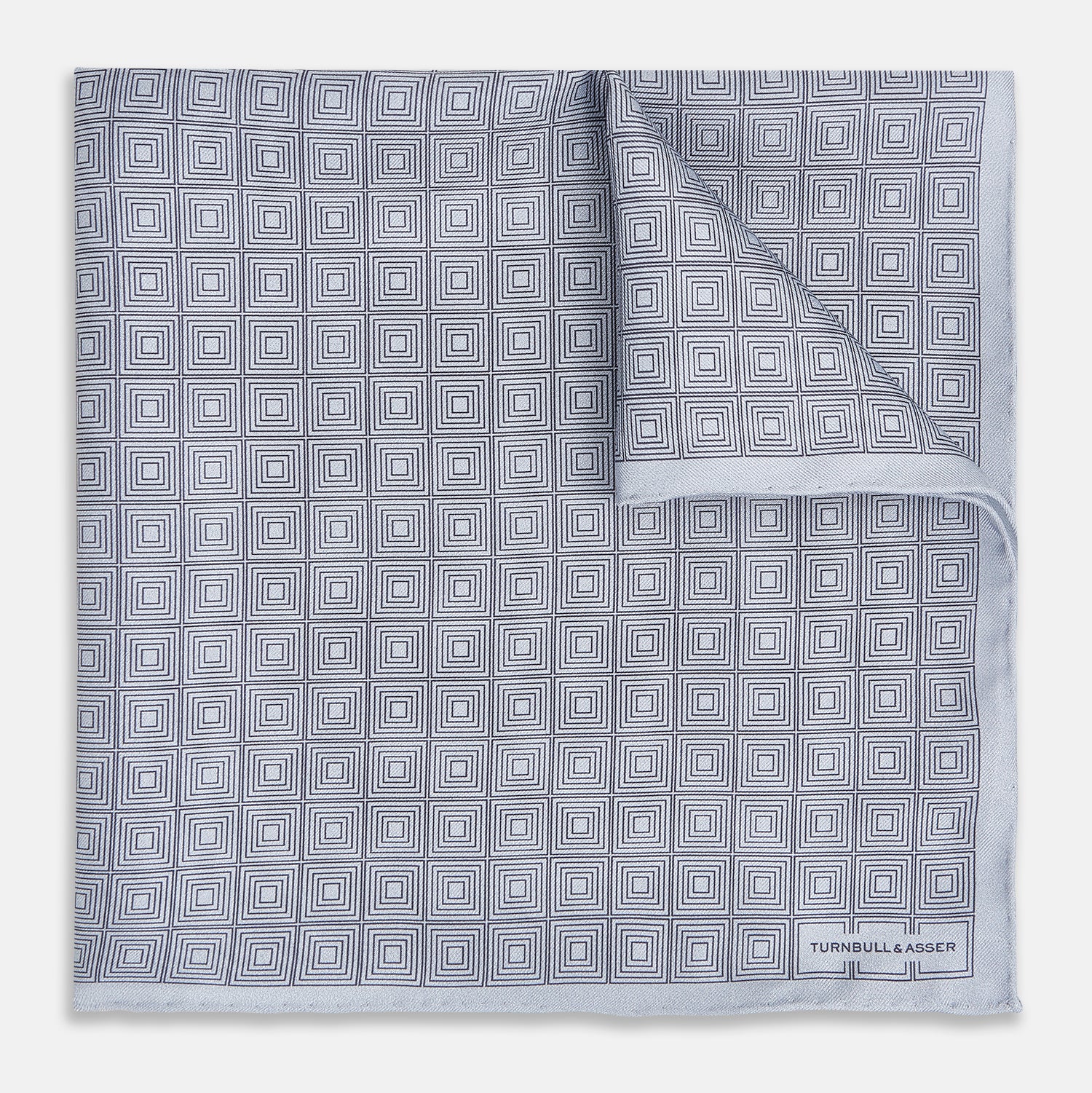 View 1 of product Geometric Silver Pocket Square in Silk