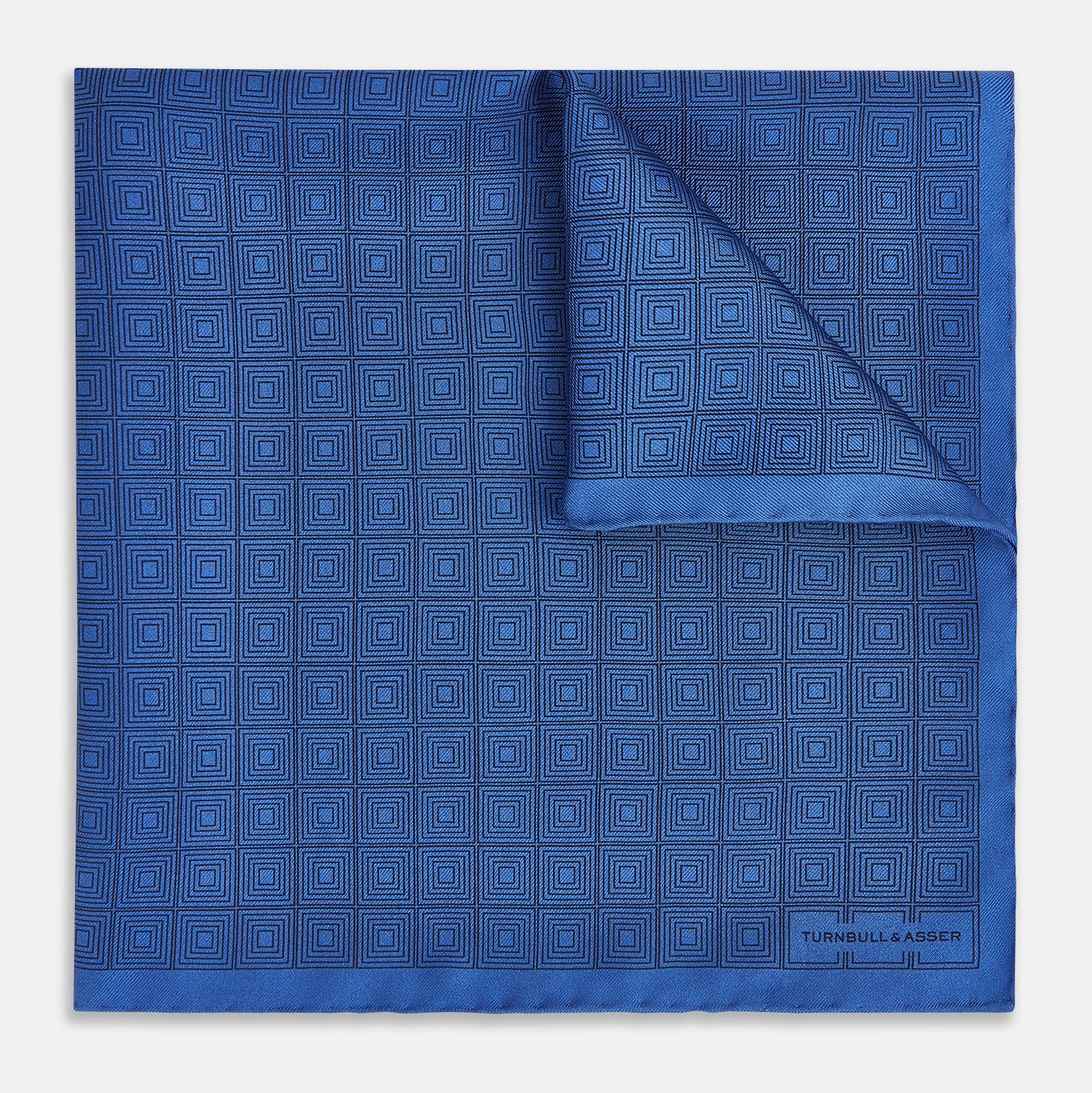 View 1 of product Geometric Blue Pocket Square in Silk