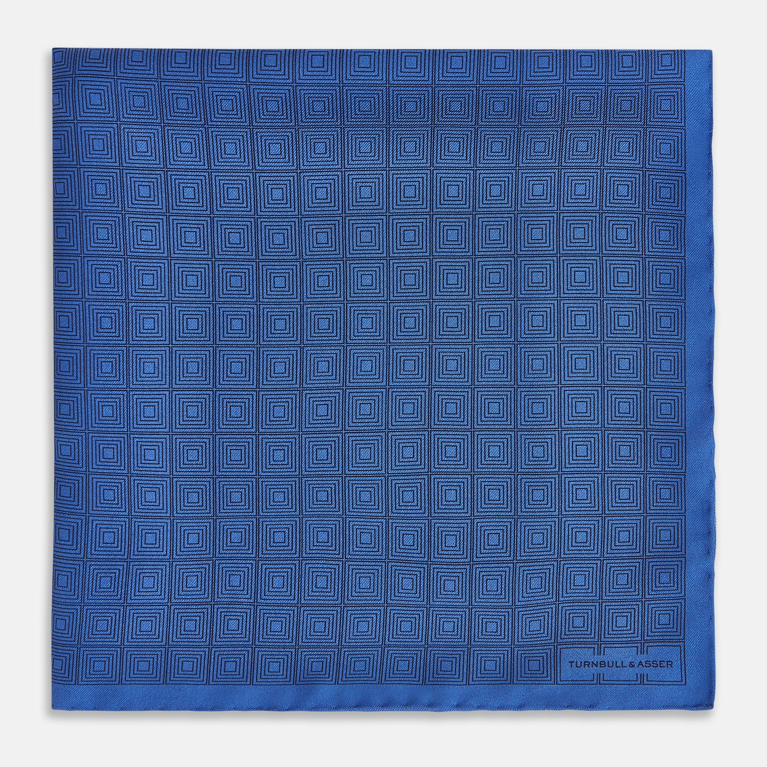 View 3 of product Geometric Blue Pocket Square in Silk