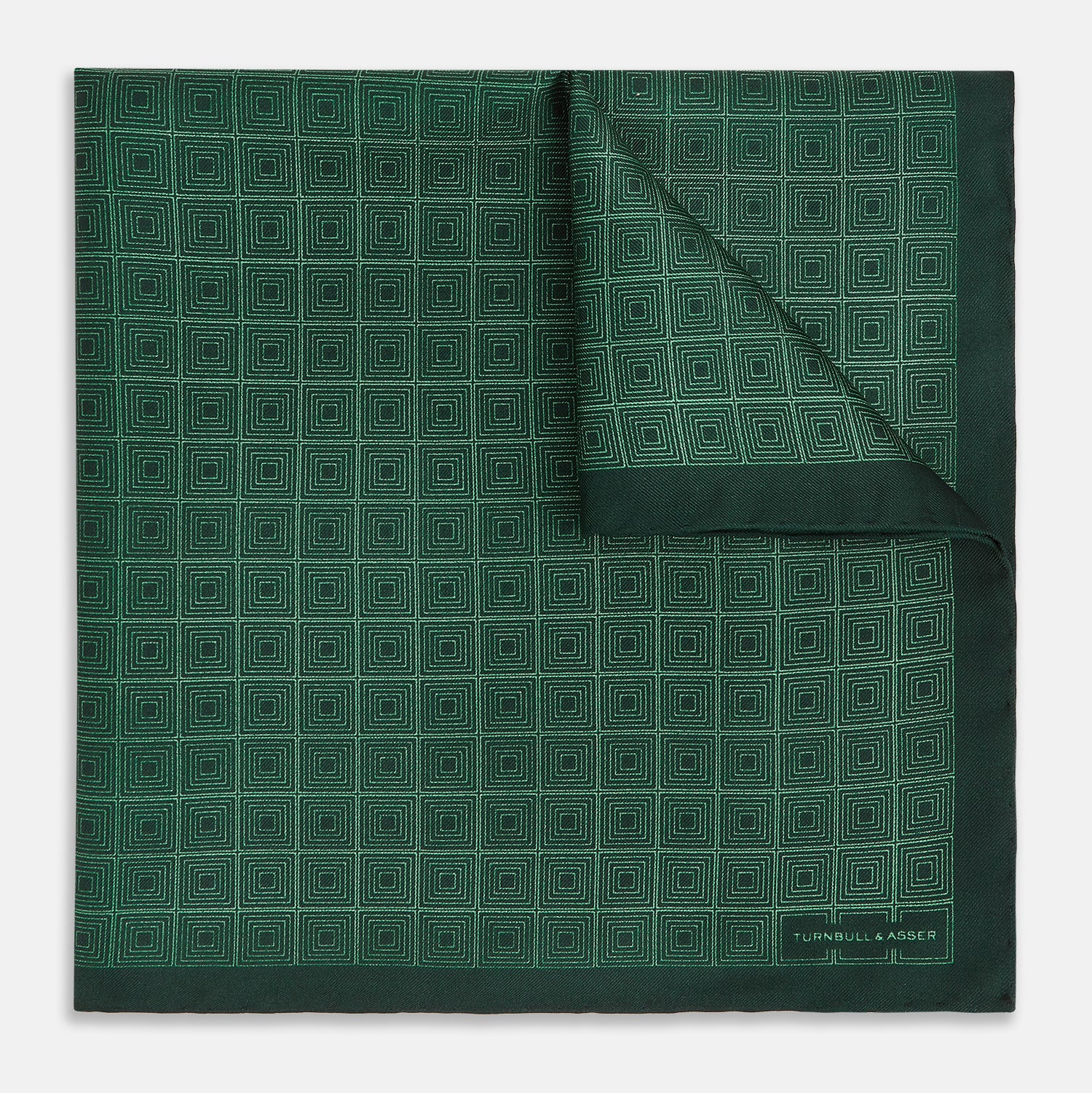 View 1 of product Geometric Green Pocket Square in Silk