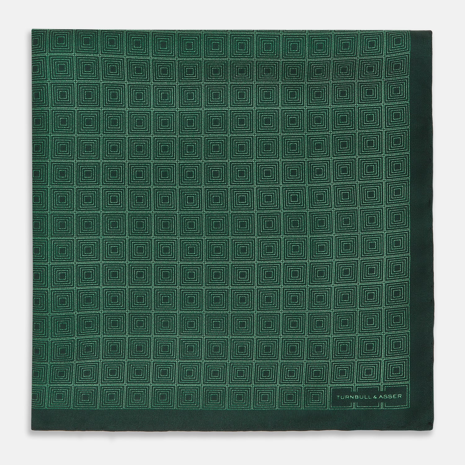 View 3 of product Geometric Green Pocket Square in Silk