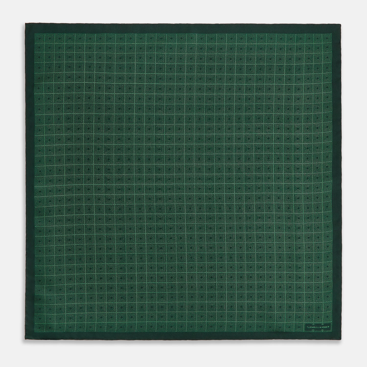 View 4 of product Geometric Green Pocket Square in Silk