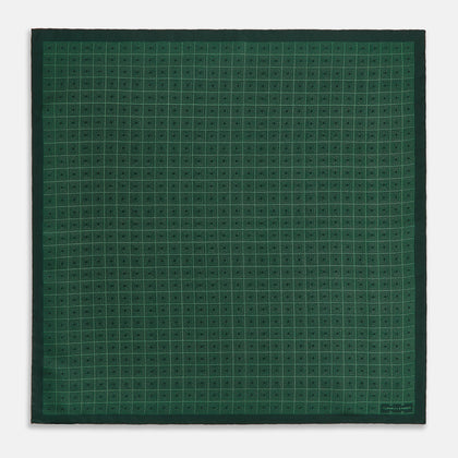 Geometric Green Pocket Square in Silk Image 3