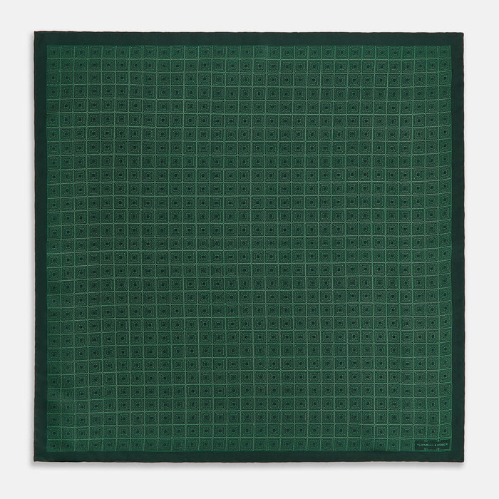 Geometric Green Kelly Pocket Square in Silk Image 3