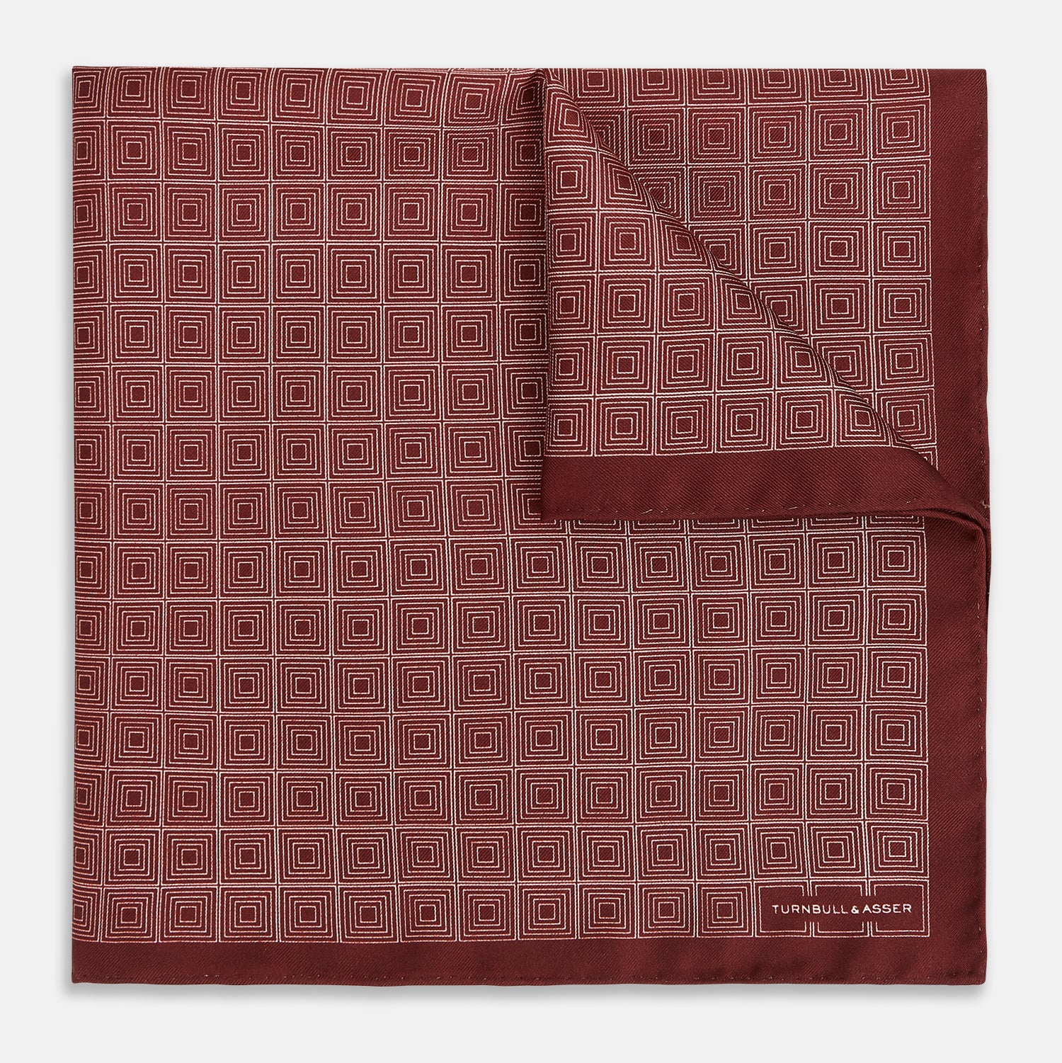 View 1 of product Geometric Burgundy Pocket Square in Silk