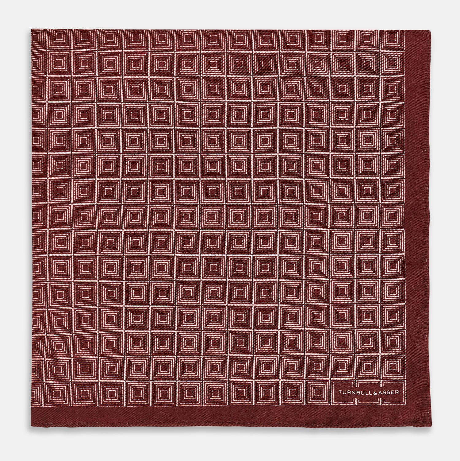 View 3 of product Geometric Burgundy Pocket Square in Silk