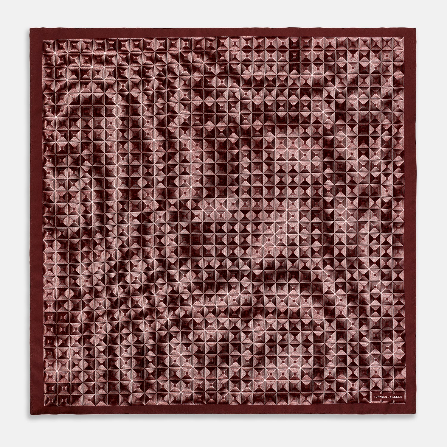 View 4 of product Geometric Burgundy Pocket Square in Silk