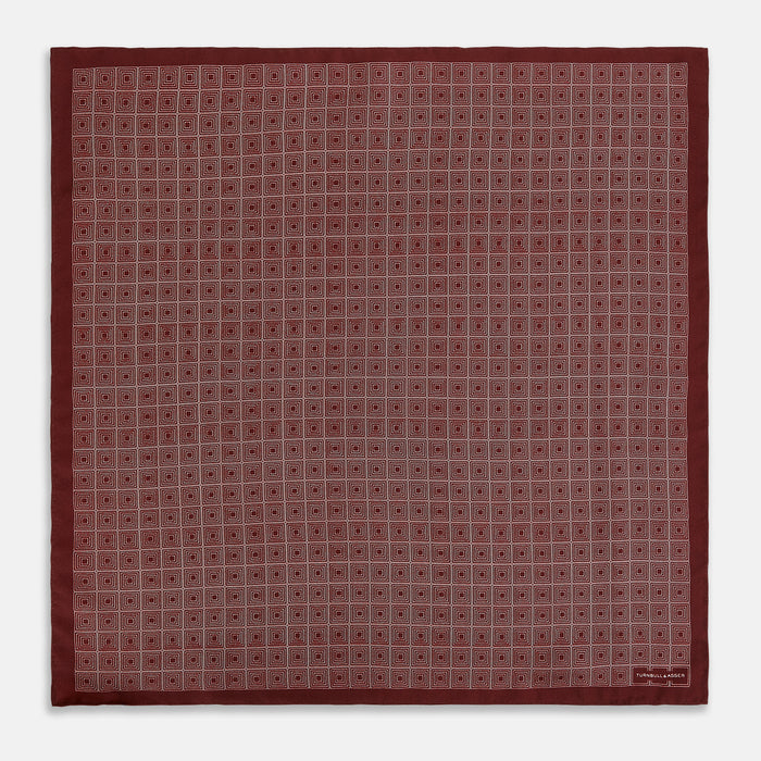 Geometric Burgundy Banana Pocket Square in Silk Image 3
