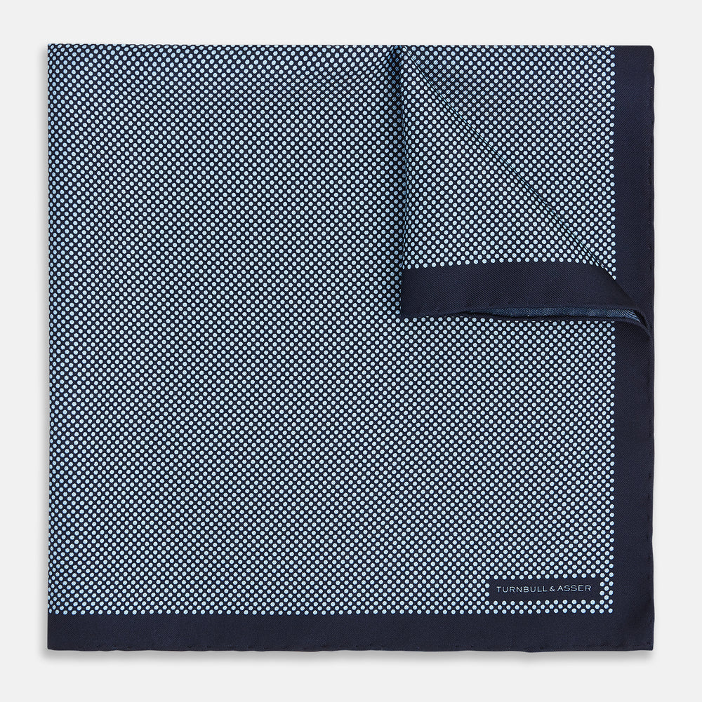 Polka dot Navy Pocket Square in Silk