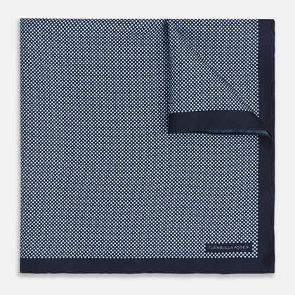 Polka dot Navy Pocket Square in Silk