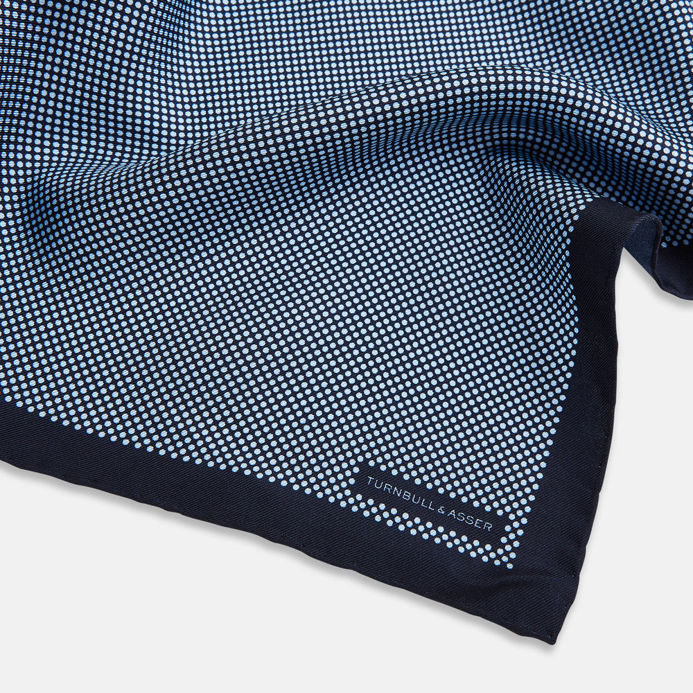 Polka dot Navy Pocket Square in Silk