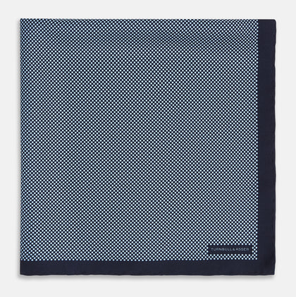 Polka dot Navy Pocket Square in Silk Image 2