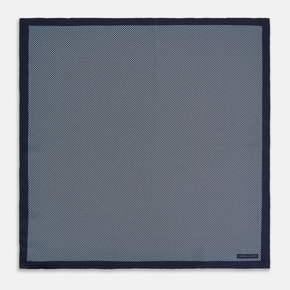 Polka dot Navy Pocket Square in Silk