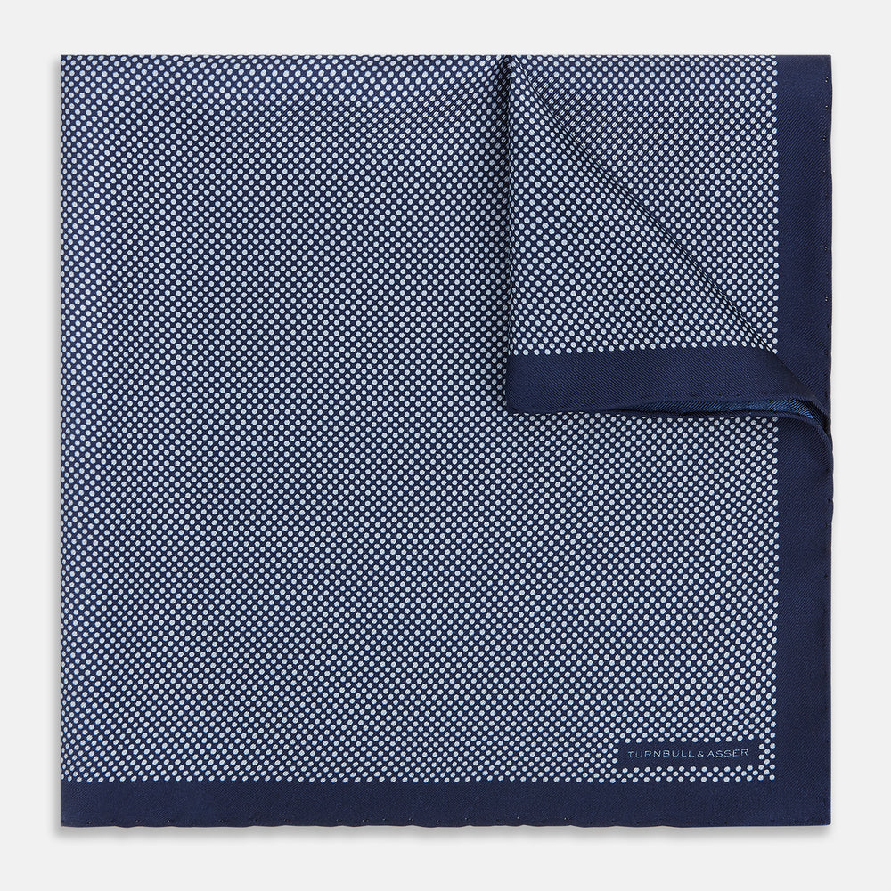 Polka dot Denim Pocket Square in Silk