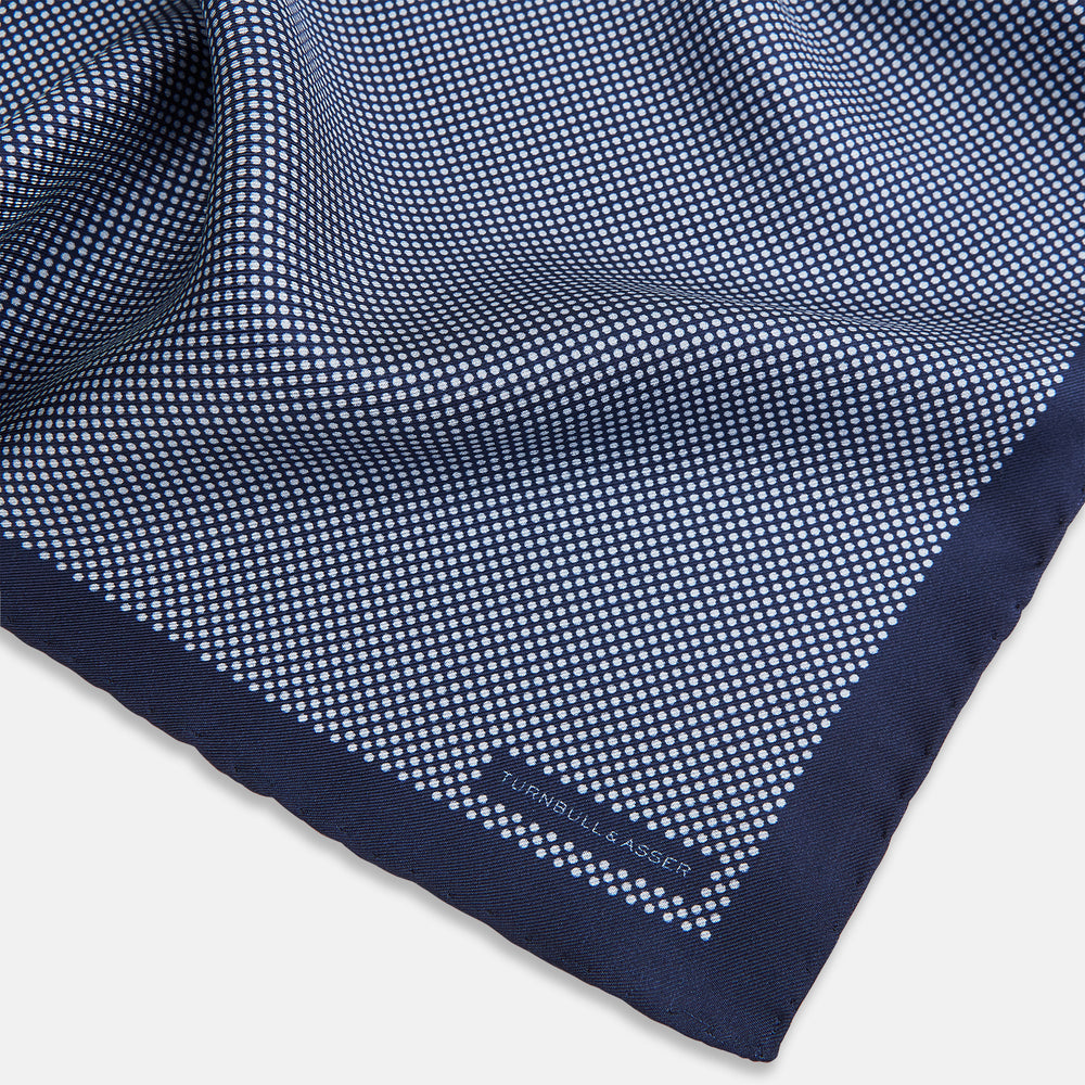 Polka dot Denim Pocket Square in Silk