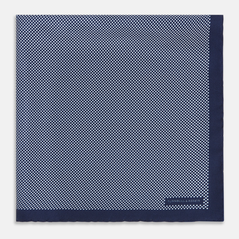 Polka dot Denim Pocket Square in Silk