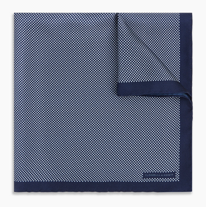 Polka dot Denim Pocket Square in Silk Image 4