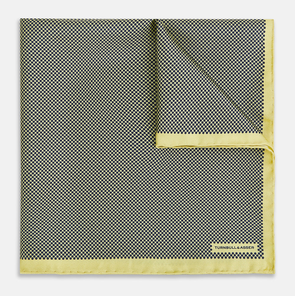 Polka dot Yellow Pocket Square in Silk
