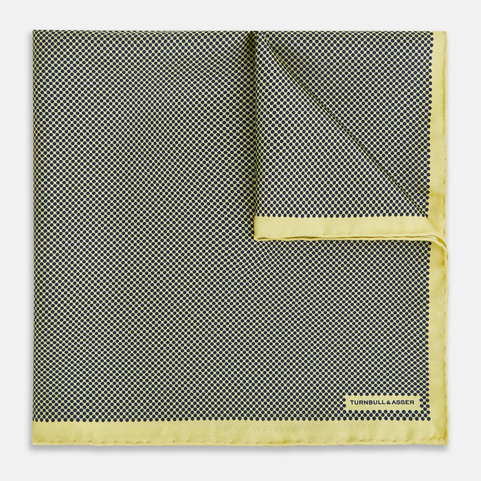 Polka dot Yellow Pocket Square in Silk