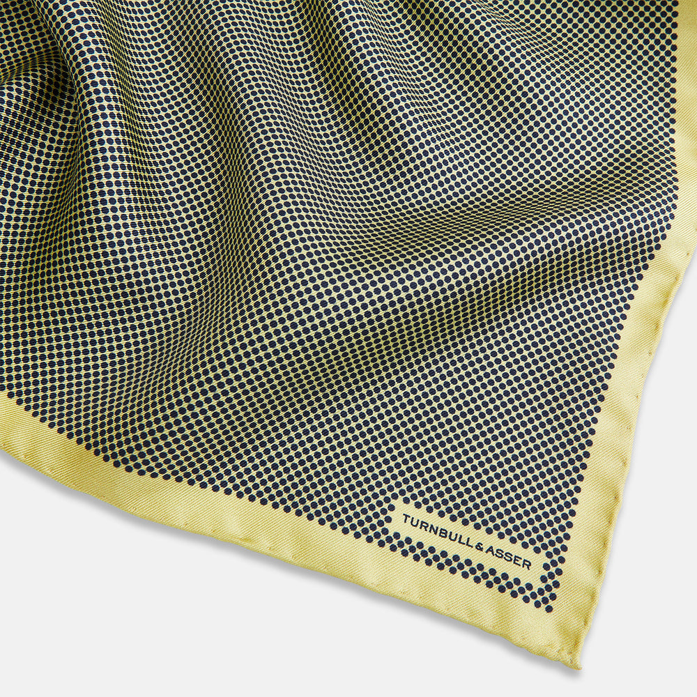 Polka dot Yellow Pocket Square in Silk