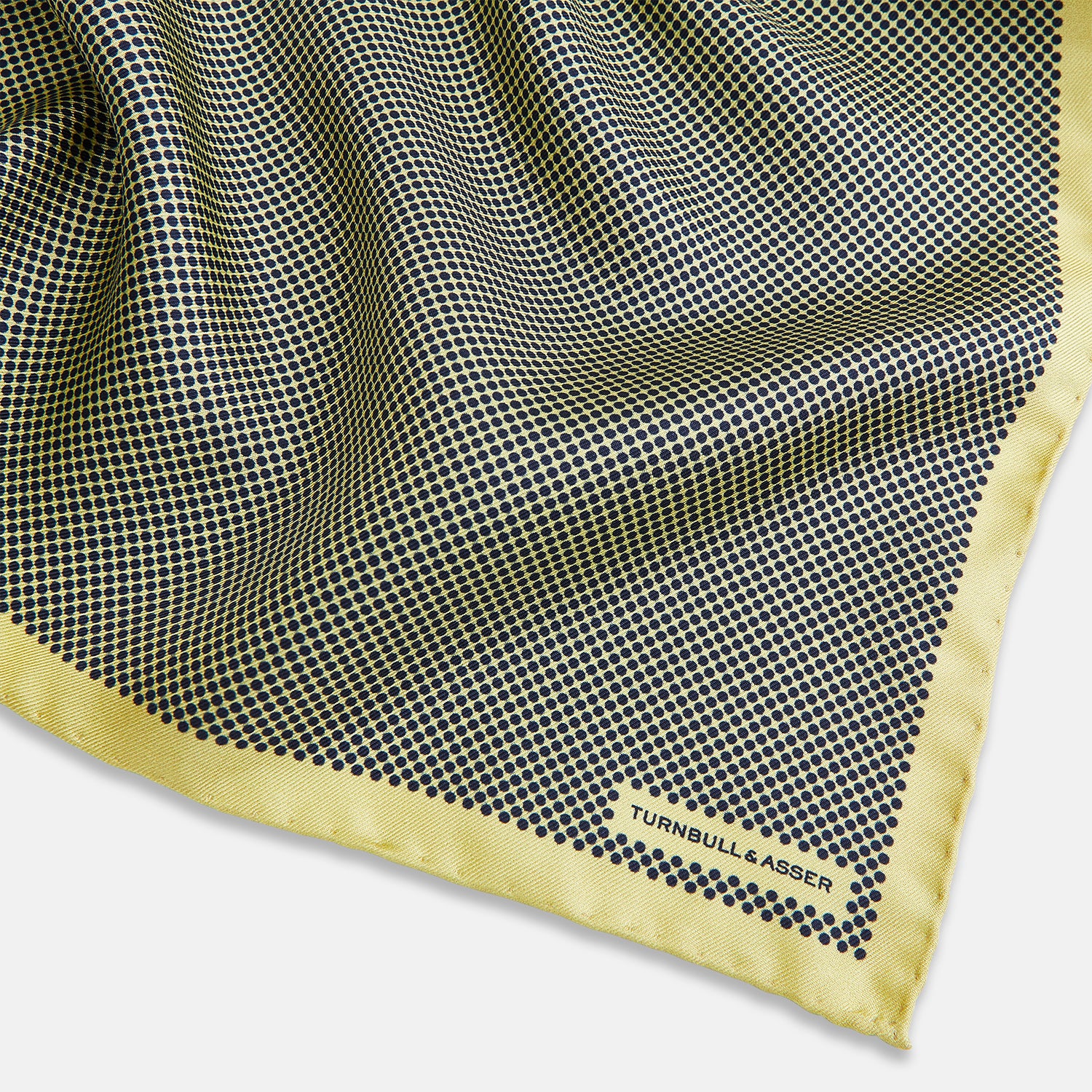 View 2 of product Polka dot Yellow Pocket Square in Silk