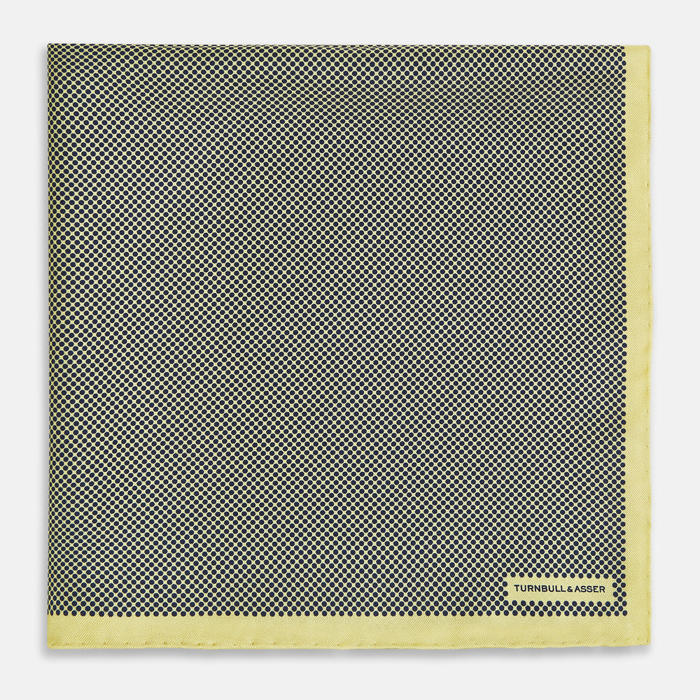 Polka dot Yellow Pocket Square in Silk
