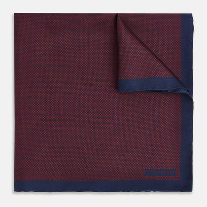 Polka dot Burgundy Pocket Square in Silk