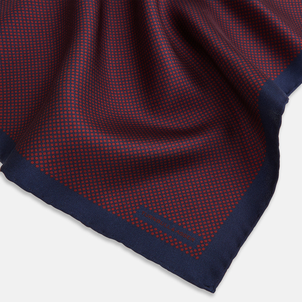 Polka dot Burgundy Pocket Square in Silk