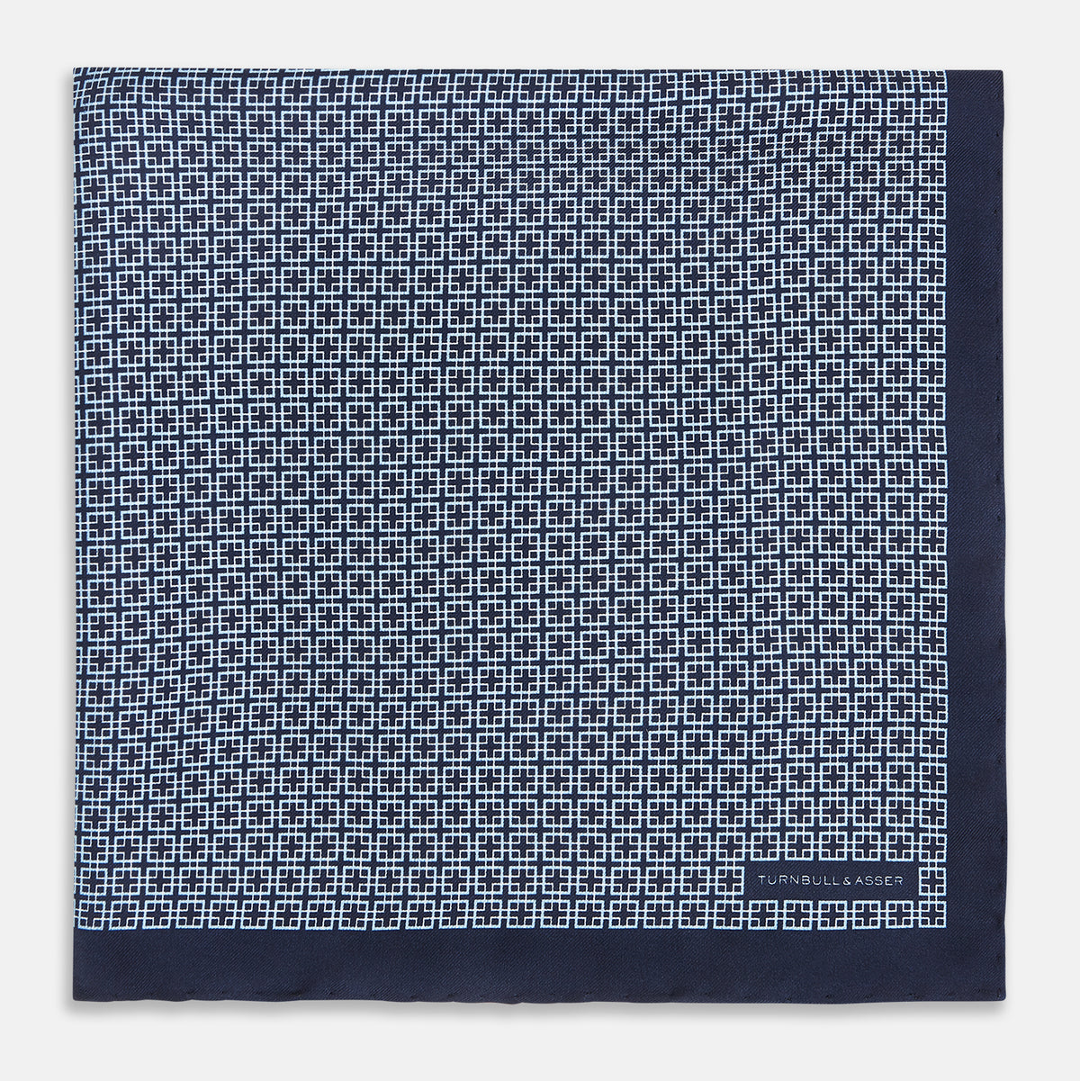 View 3 of product Geometric Navy Pocket Square in Silk