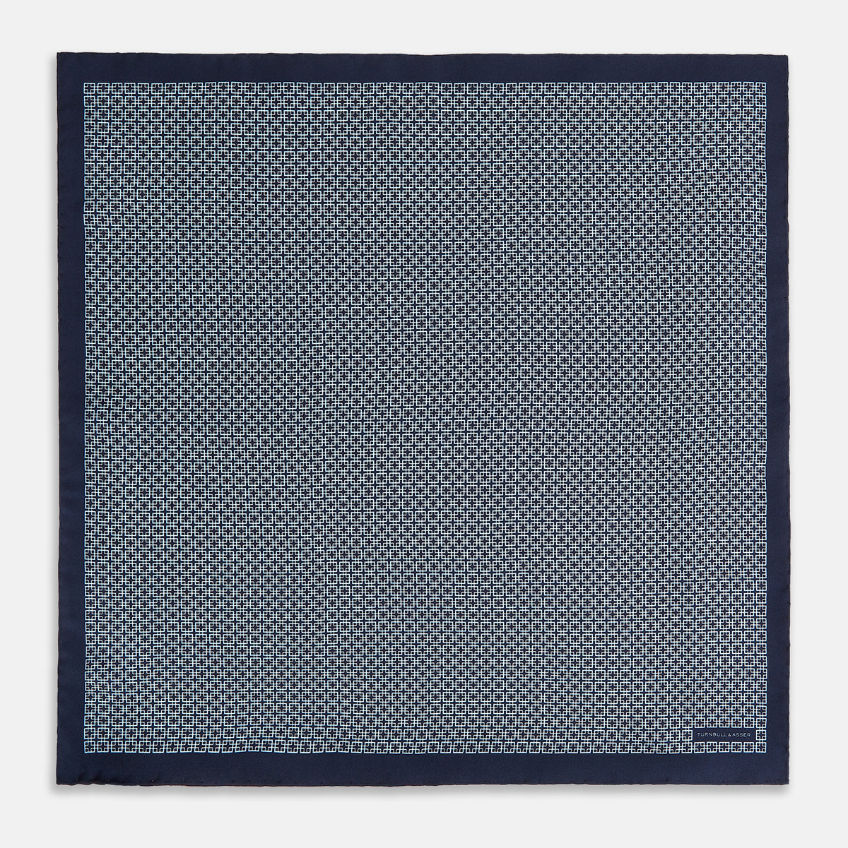 View 4 of product Geometric Navy Pocket Square in Silk