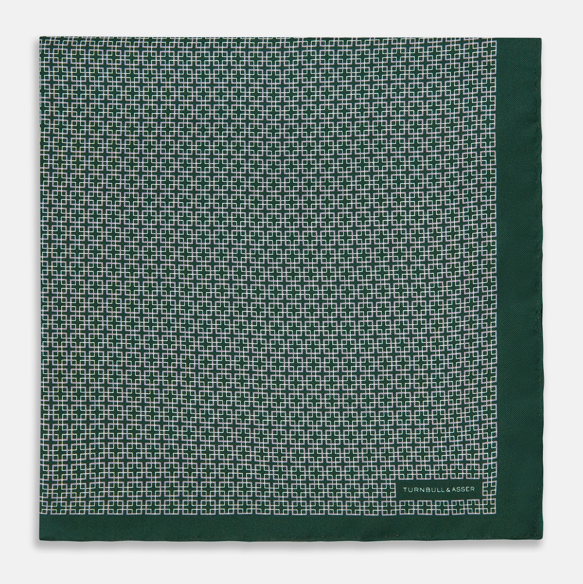 View 4 of product Geometric Green Forest Green  Pocket Square in Silk