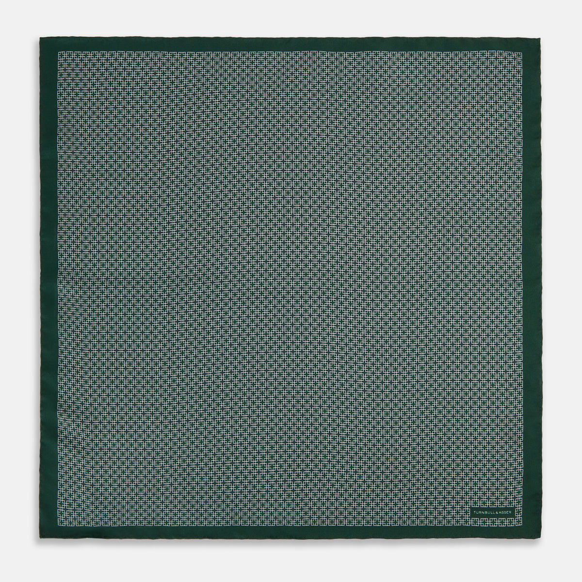 View 5 of product Geometric Green Forest Green  Pocket Square in Silk