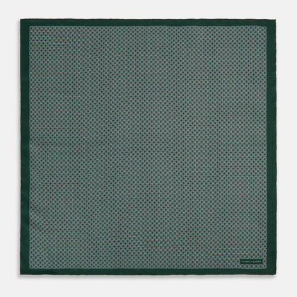 Geometric Green Forest Green  Pocket Square in Silk Image 4